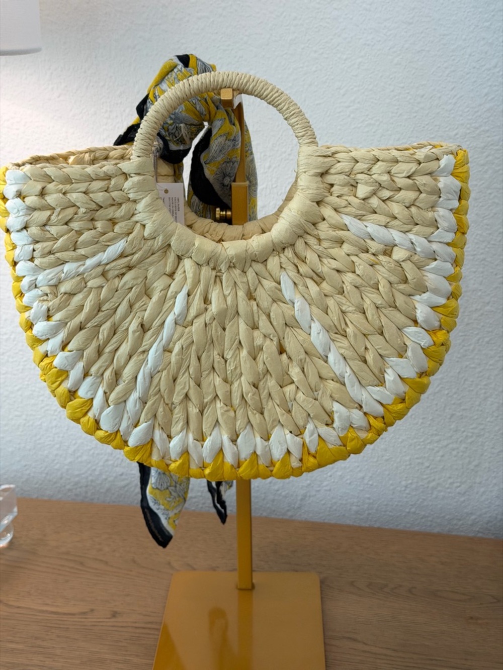 Target Straw Half-Moon Lemon Tote with Green Scarf - Natural/White/Yellow - Picture 2 of 5